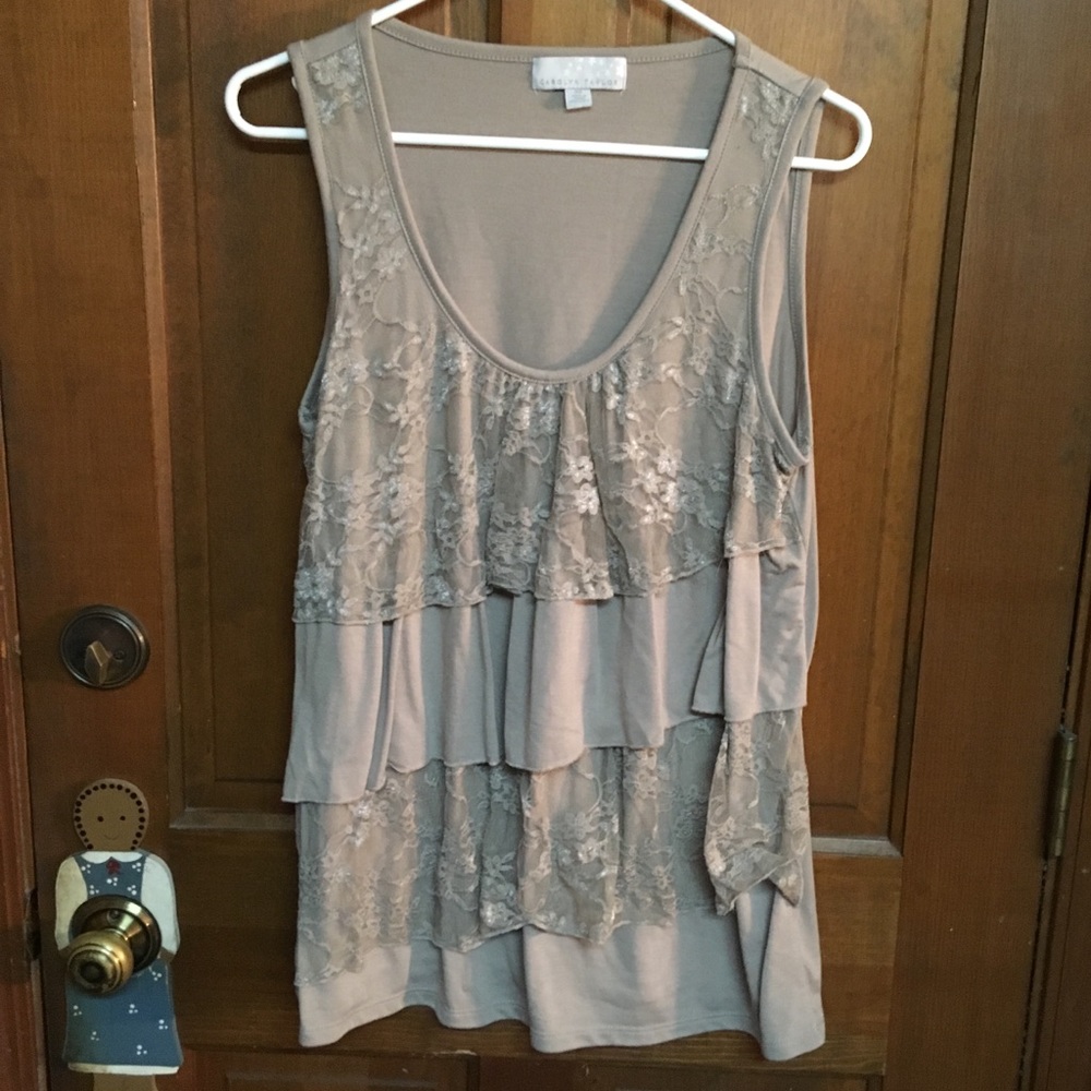 Good Condition. Tan and Lace Sleeveless Tunic